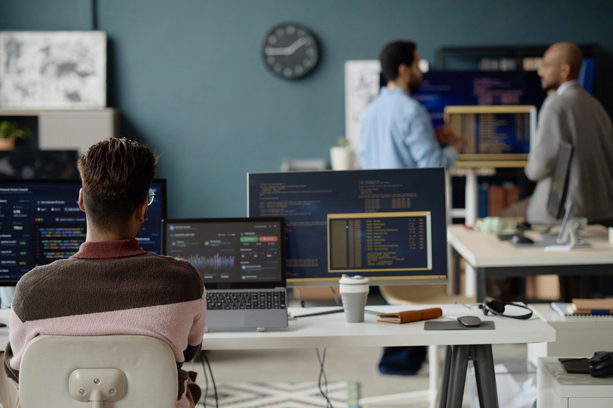 Technology professional working with analytics dashboards